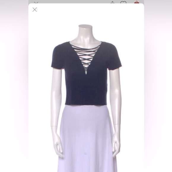 T by Alexander Wang navy cashmere blend sweater with plunging neckline - xs - Picture 1 of 3